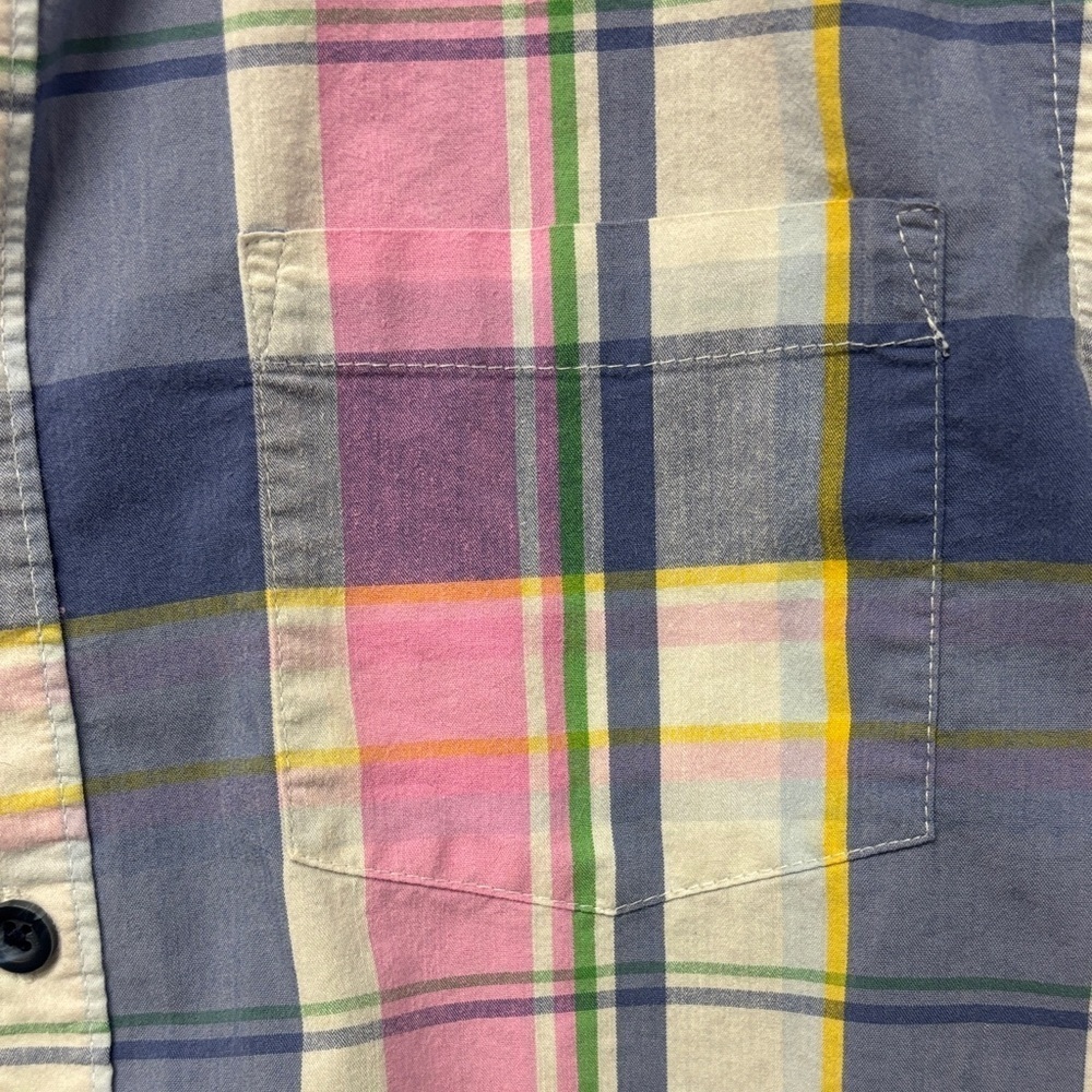 Wrangler Boy’s Sz 10/12 Blue and Pink Plaid Short Sleeve Shirt, EUC - Picture 4 of 9